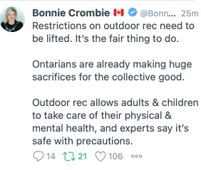 jimcarroll's tweet photo. @JohnTory @JimWatsonOttawa 

The head of the Ontario Science Table just went on the record to state that golf / outdoor recreation is safe

Our simple question: Do you support the science?

Please answer. 1.2 million or more Ontarians are eager to here from you!

#LetUsPlay https://t.co/8sAbAcmVMm
