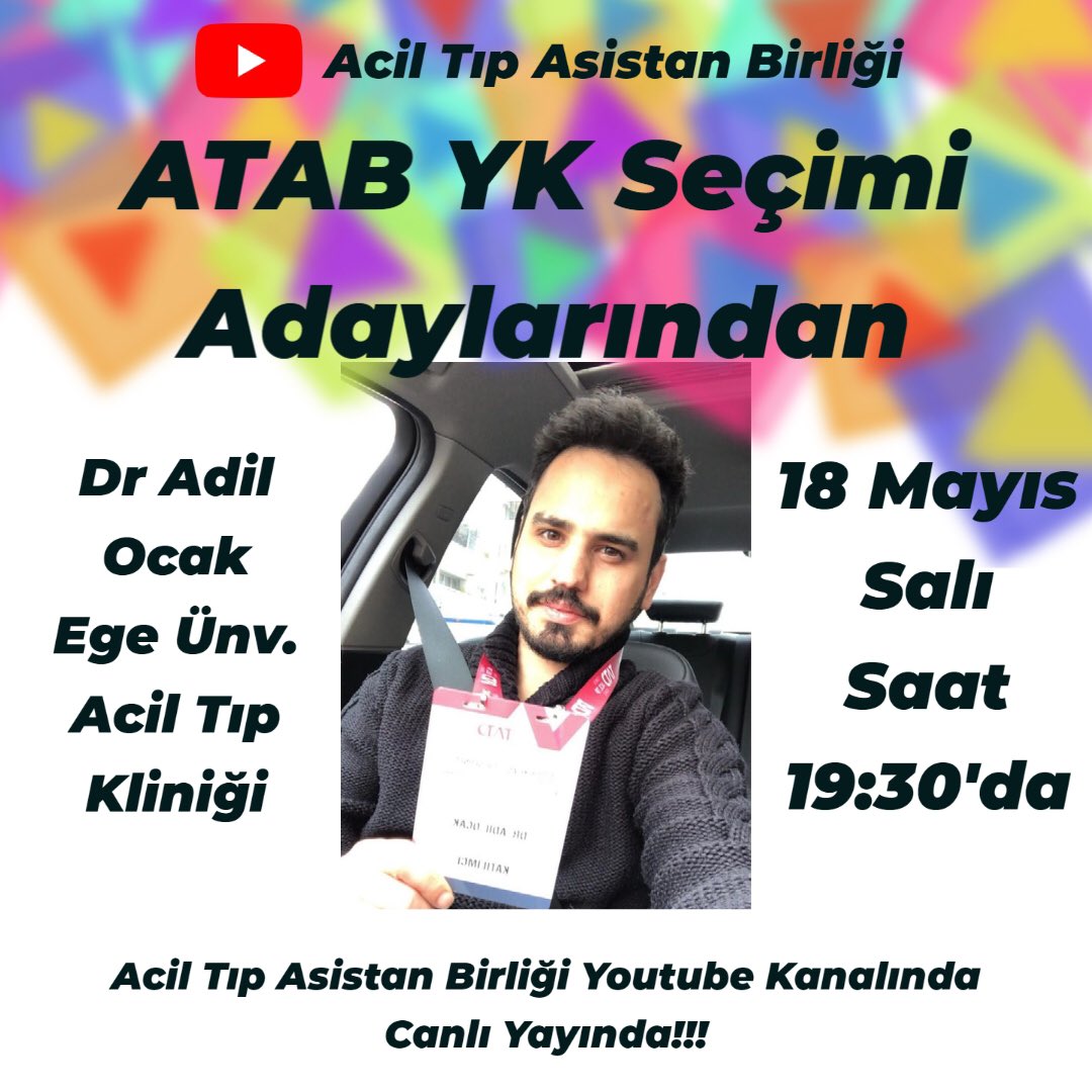 ATAB2008's tweet photo. ATAB yönetim kurulu adaylarından Dr. Adil Ocak 18 Mayıs saat 19:30’da canlı yayında 🔊🔊 @drzaferbeser @Mugearslanmd @fyaldizkaya @Burcu_Yilmazzz @omertaskin @B_sapmaz @prothemanes @caglkua @TrTATD @EgeAcil https://t.co/8ZGPCdiYCJ