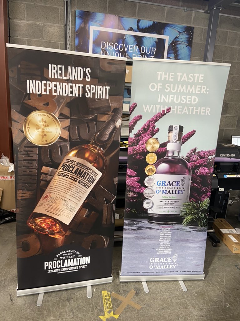 Pull up banners we produced recently for our client @GOMSpirits . For a quote contact Paul at 
📩signs@angloprinters.ie ☎️0861928550 
#SignagePrinting #printireland #louthchat