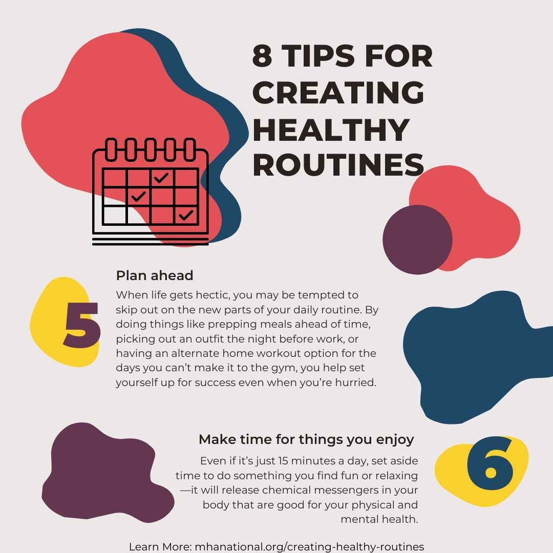 GivingSpacePod's tweet image. Routines help us organize our days and becomes a pattern that makes it easier to get things done and take care of ourselves without having to think hard about them. #MentalHealthMonth #MentalHealth #Wellness #habits #routines #health #care