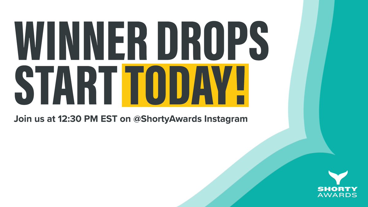 shortyawards's tweet photo. The #ShortyAwards Winner Drops will be live at 12:30pm EST. Join us and a few special guests on #Instagram Live for the kickoff: https://t.co/TYYhYTkeuL 🐳#ShortysGoneSocial https://t.co/jndbwRF6j3