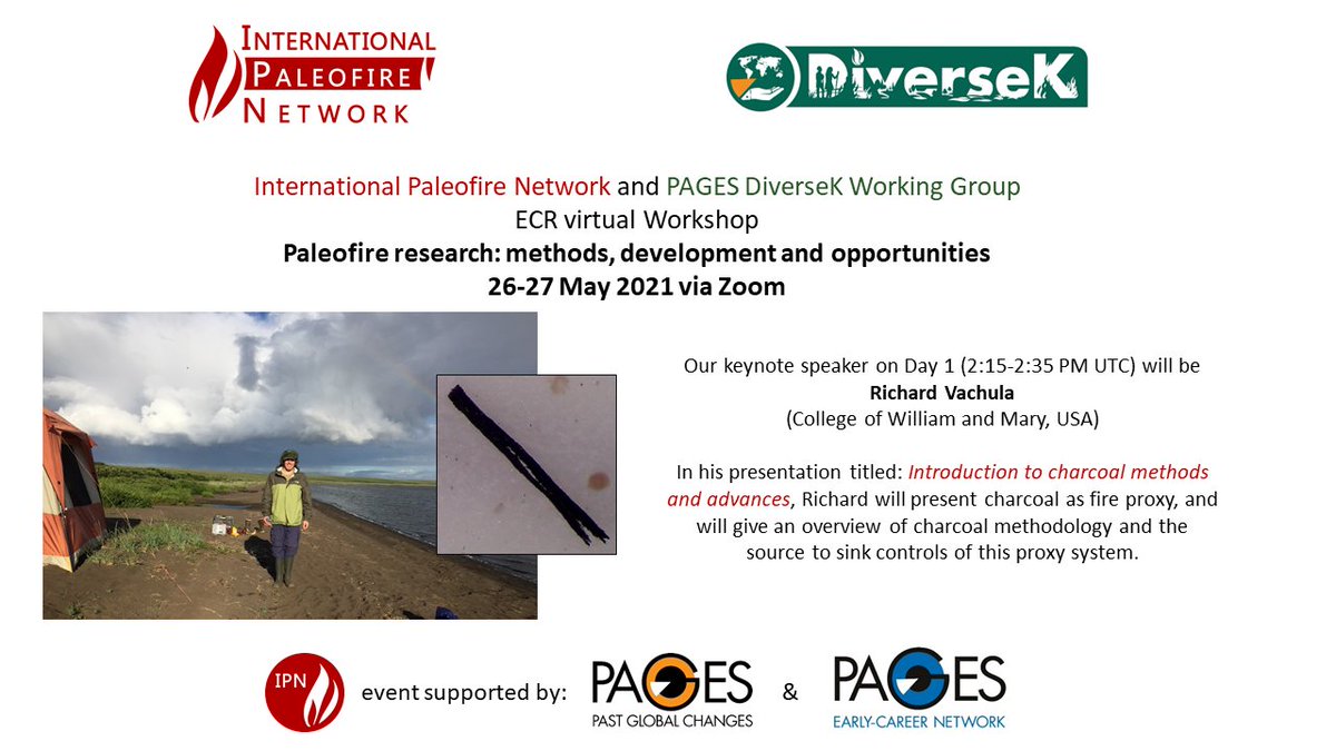 diverse_K's tweet photo. 📢 Time to #MeetTheIPNSpeakers! @richardsvachula will introduce the charcoal method &amp; proxy system (production, dispersal, transport, &amp; deposition), highlighting what we know (&amp; don’t), what we assume, and how we interpret sedimentary charcoal. More info: https://t.co/HfQfpaN6Zv https://t.co/ATPTCdp63M