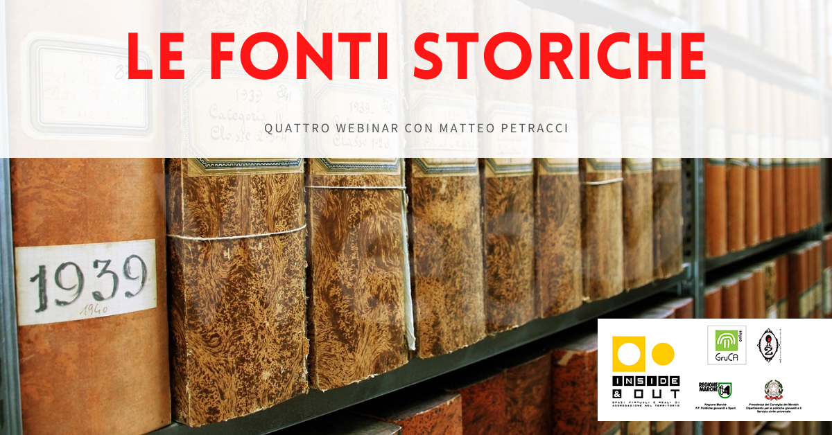 OutProgetto's tweet photo. Un ciclo di quattro incontri gratuiti, organizzati da @GruCA_Onlus  e Associazione Culturale OZ, e tenuti dallo storico @matteopetracci0  che ci introdurranno alle principali caratteristiche delle fonti storiche e al loro uso consapevole.
Tutte le info: https://t.co/LkjehOL8MQ https://t.co/ynB4OhcMnf