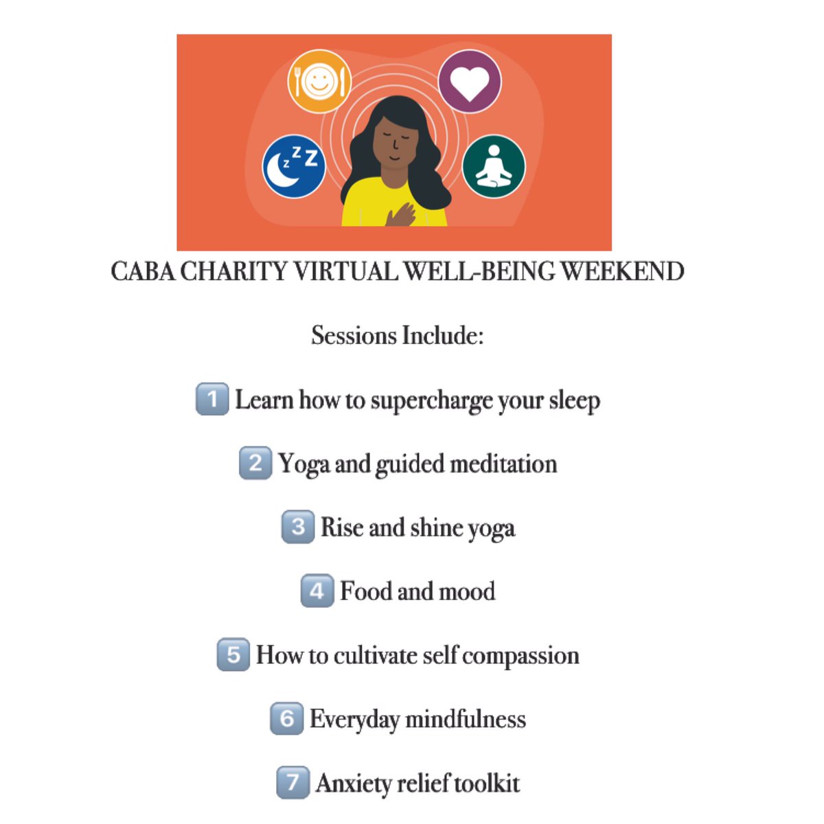 NewGenAccount's tweet photo. @cabacharity is hosting a:

VIRTUAL WELLBEING WEEKEND EVENT

🗓FRIDAY MAY 14th AND SATURDAY MAY 15th

For: ICAEW Members and Students

Use the link below to register for the sessions you are interested in👇
https://t.co/uNp0eziram https://t.co/iISSRYeAkK