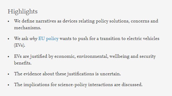 🚘Why should the EU implement electric vehicles? Viewing the relationship between evidence &amp; dominant policy solutions through the lens of complexity.

New article by <a href="/ICTA_UAB/">ICTA-UAB</a> questions the material coherence of Electric Vehicles justification narratives.
sciencedirect.com/science/articl…