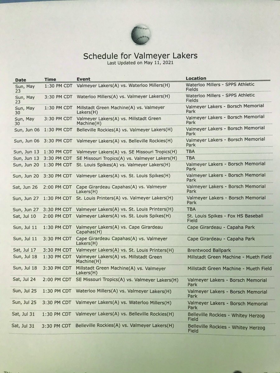 2021 Valmeyer Lakers baseball schedule #valmeyerlakers