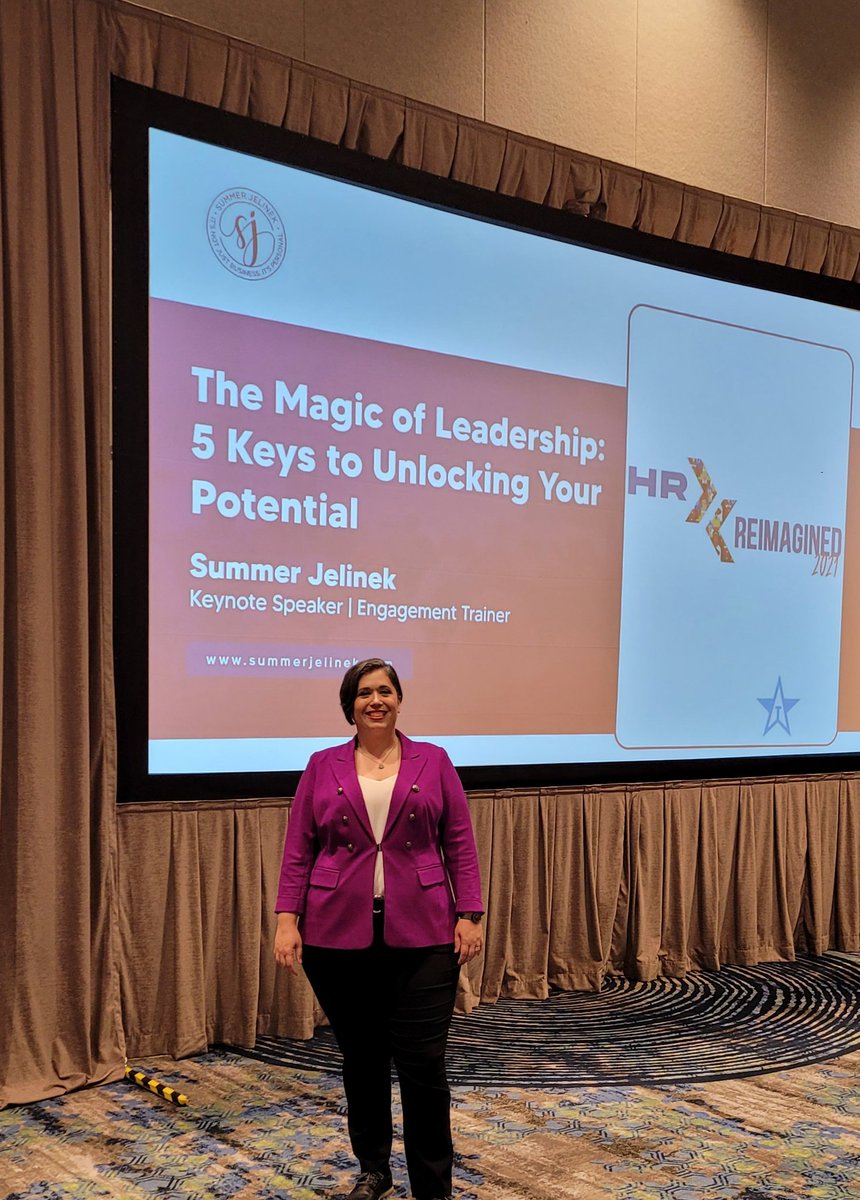Htorres37's tweet photo. #HRReimagined2021 keynote speaker @summer_jelinek unlocks the magical secrets to leadership. #theCEOsofNetworking #HRHeidi #leadership #HerrinHR #ntxshrm #hrprofessionals https://t.co/XX56WRgQFU