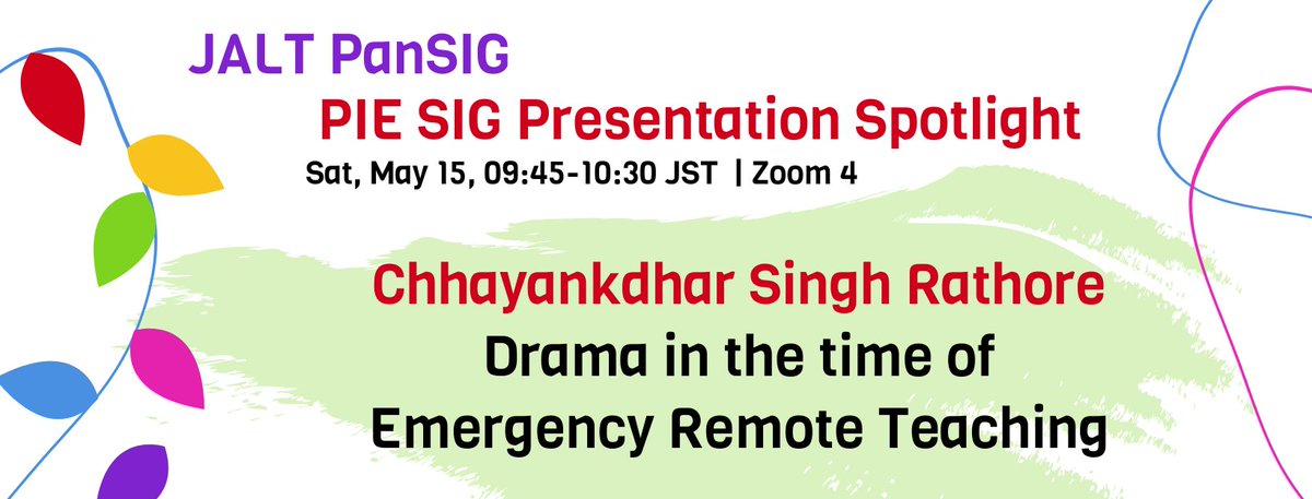 #PanSIG2021 Conference this weekend and the PIE SIG is ready! Today, we are excited to spotlight our SIG Co-Coordinator, Chhayankdhar Singh Rathore! 

He'll share with us how process-drama courses adapted to remote teaching ! 

CD is a wonderful innovator! Don't miss this one!
