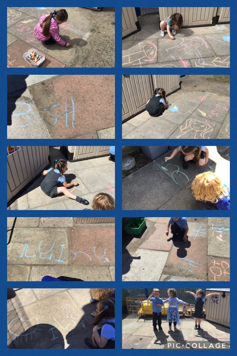 ShoresideNur's tweet image. We have had lots of fun mark making outside with chalks , we even looked at our shadows and drew around them . #EYFS #makingmarks @RainbowEduMAT @Shoreside1234 @MissKnipeREMAT @MissDavinREMAT @MrPowerREMAT