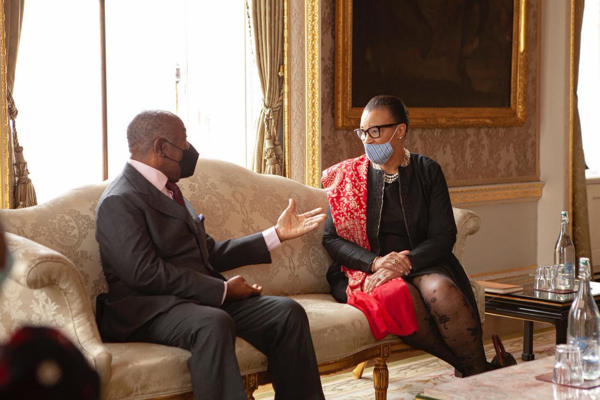 NoureddinBV's tweet photo. La rencontre qui a eu lieu ce jour entre le @PresidentABO et l'Hon. @PScotlandCSG marque un tournant historique. 
Le #Gabon se rapproche à grands pas de l'adhésion au @commonwealthsec.
De quoi élargir nos partenariats et dynamiser nos perspectives de développement.
#GabonForward https://t.co/N1MduksBrN