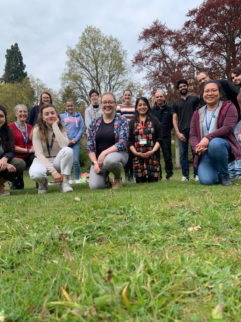 Socially distanced picture. First time all of our lab members are together since March last year. We’ve been working these past months but in shifts and with a lot of safety measures. Still doing science but also looking out for our team #rhul #scientists #researchers