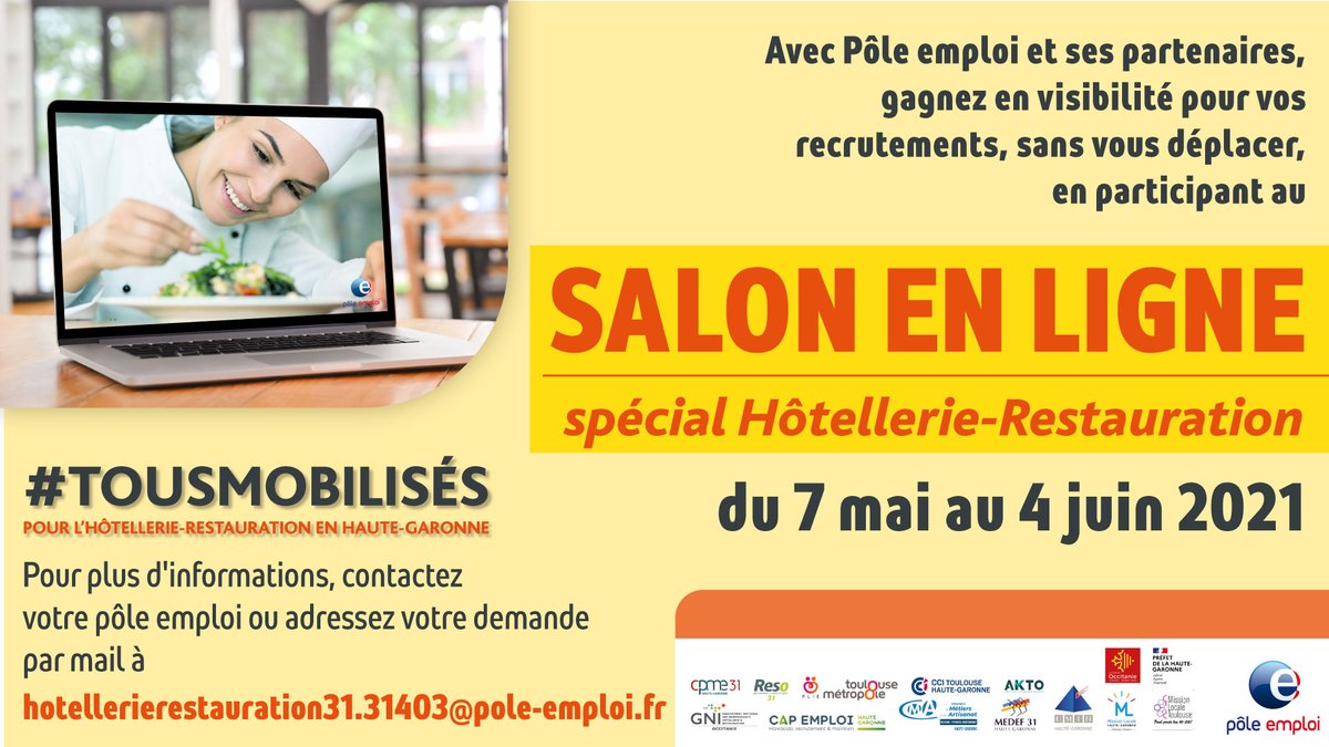 cpme31's tweet image. Dans le cadre de l&apos;initiative pour accompagner à la reprise des métiers de l #hotellerie et de la #restauration de notre département, un salon en ligne a commencé depuis le 7 mai et ce jusqu&apos;au 4 juin pour favoriser les #recrutements ! 🤩😃💻

#TousMobilises  #HauteGaronne