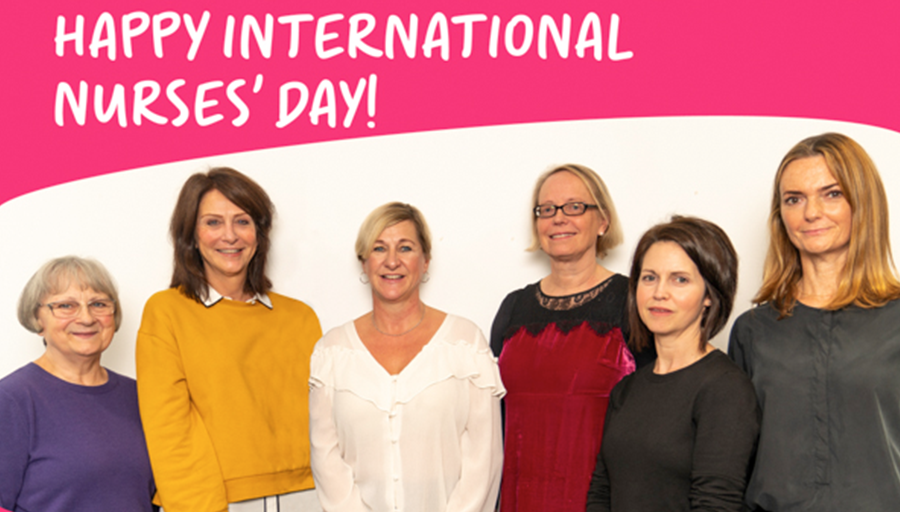 A photo of the clinical nurse team at Breast Cancer Now with the text 'Happy International Nurses' Day!'