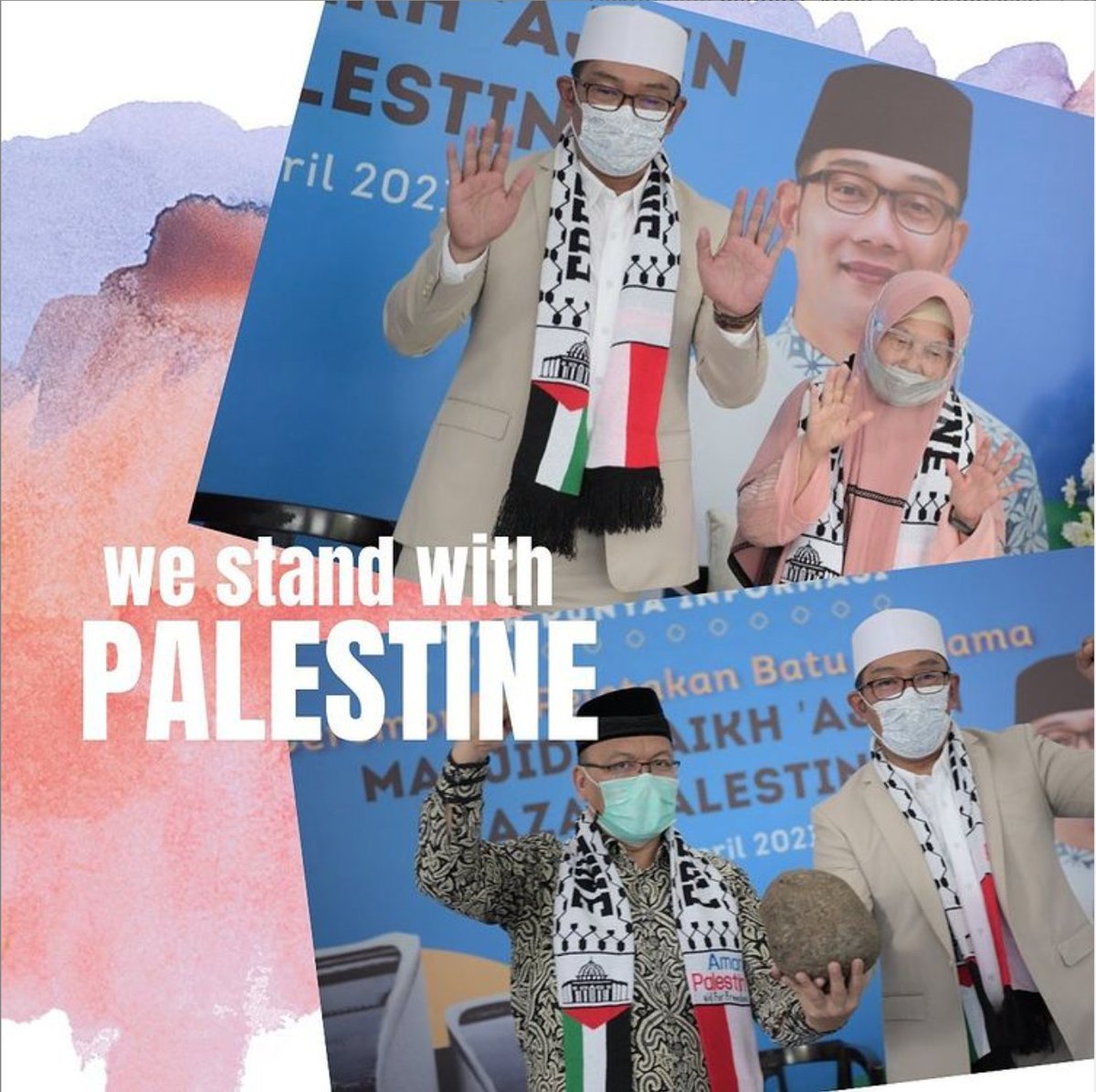 ridwankamil's tweet photo. We Stand with Palestine.

Our prayers are for Palestine.
Dukungan dan doa kita kirimkan kepada mereka di Palestina.

Semoga Allah SWT memberikan kekuatan dan kemenangan kepada bangsa Palestina.

Aamiin. https://t.co/LkgYSbOYlc