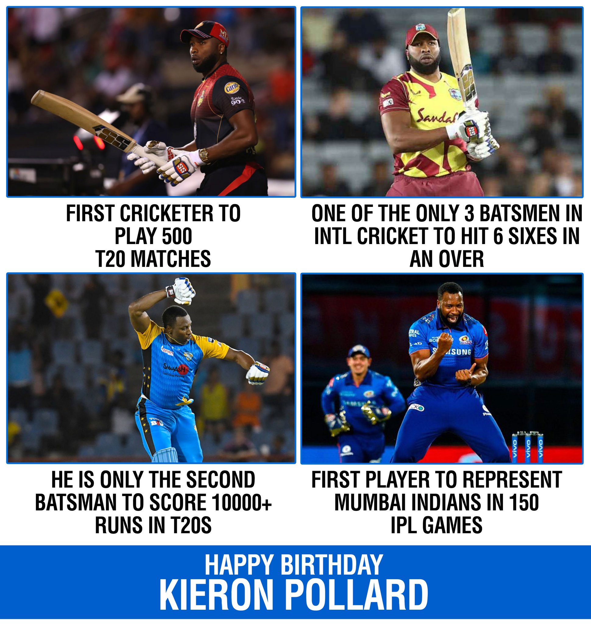 HAPPY BIRTHDAY KIERON POLLARD! THE BIG MAN FROM TRINIDAD TURNS 34   