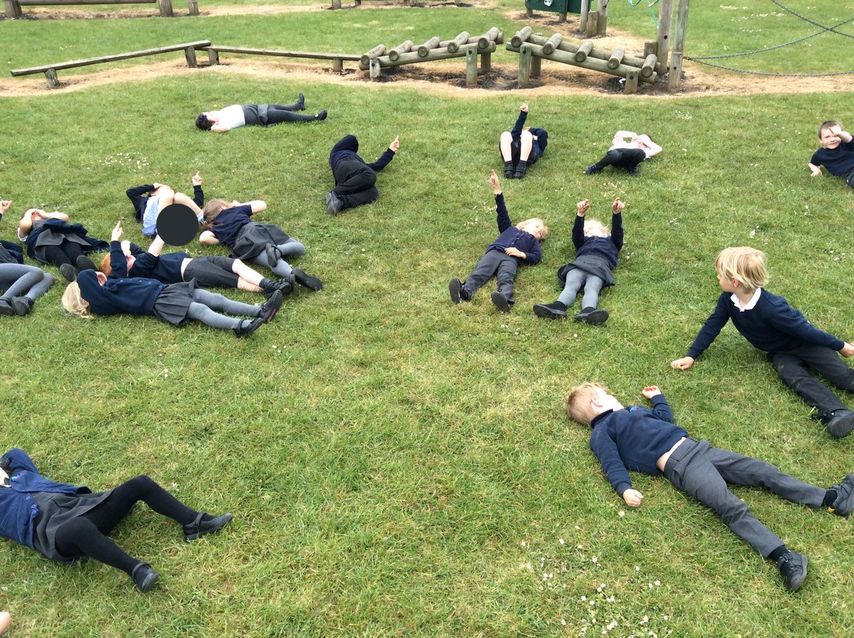 LakesideYork's tweet photo. Team Willow took some time out today to connect with nature by doing some cloud watching. We saw elephants, submarines and even people in the shapes in the clouds! 
#MentalHealthAwarenessWeek #MentalHealthAwareness #ConnectWithNature #EYFS https://t.co/F8cQvqMcS6