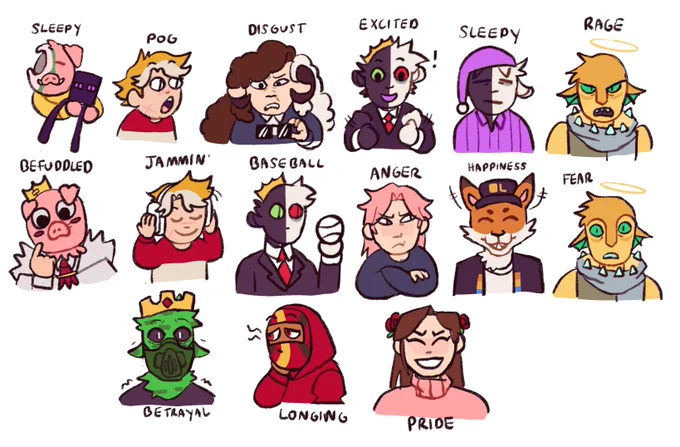 a bit ago i asked for everyone to give me an emotion and a character!! it's was fun so I'll probably do another round of suggestions again sometime. (I am not tagging all these guys so just enjoy this for what it is) 