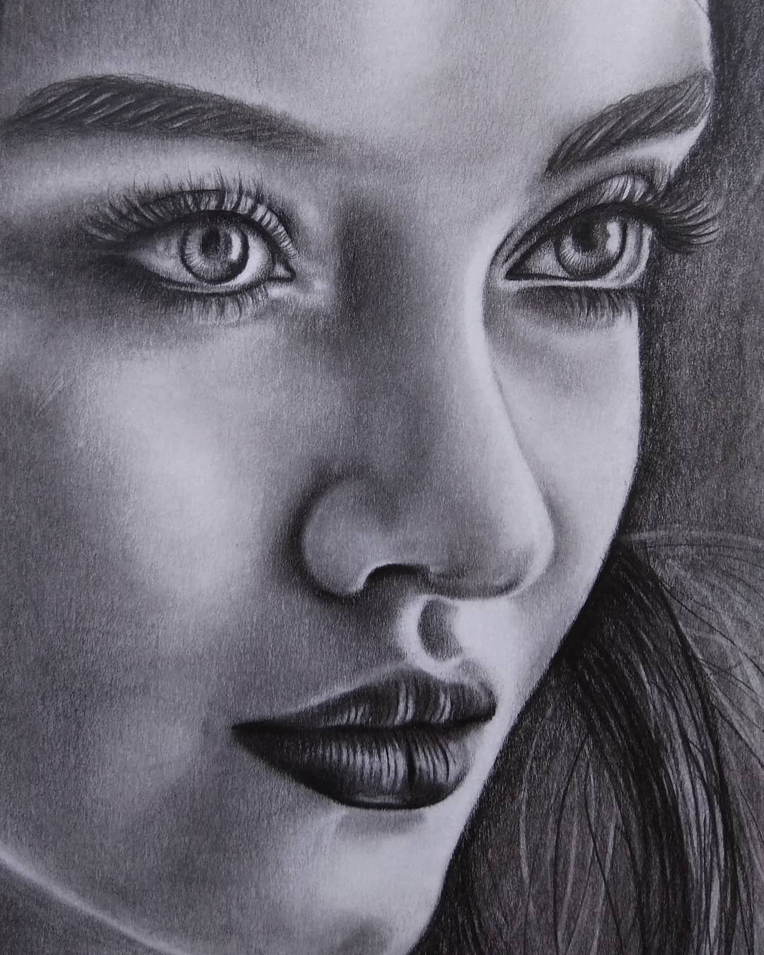 Paper Beautiful Girl Pencil Sketch Size 105 X 95 Inch