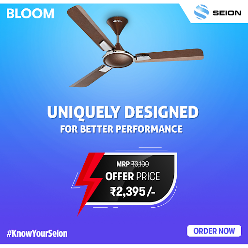 myseion's tweet photo. True to its name, Seion Bloom ceiling fan brings in a whole new look and elegance to your room! 

Pick a fan that’s super-fast, and designed for superior air delivery - https://t.co/Vzcf7I8l7N 

#KnowYourSeion #SeionFansHaiNa #MySeion https://t.co/YeZhHDyEpw