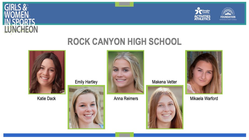 Congratulations to these 5 outstanding female student athletes for being selected as Girls &amp; Women in Sports representatives for Rock Canyon High School.  All are great athletes but are even better people! Go Jags!