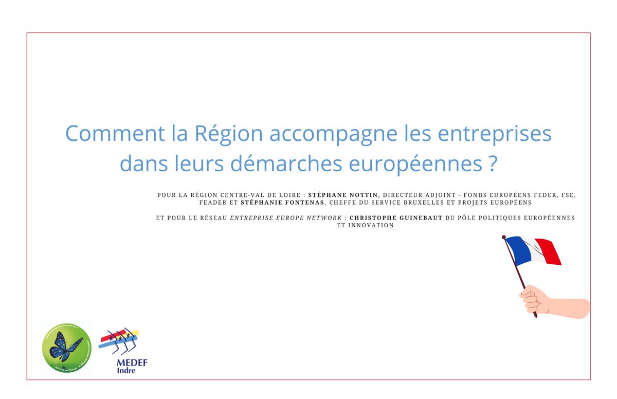 Medef Indre 36 (@indremedef) on Twitter photo Saviez-vous que la <a href="/RCValdeLoire/">Région Centre-Val de Loire</a> pouvait vous accompagner dans vos démarches et vos recherches de financements européens comme le #FEDER et le #FSE ?
Inscriptions à la visio de présentation du jeudi 20 mai : cutt.ly/RbSGsou
-----
<a href="/Indre36/">Département de l'Indre</a> <a href="/Devup_/">Dev'up</a> Saviez-vous que la <a href="/RCValdeLoire/">Région Centre-Val de Loire</a> pouvait vous accompagner dans vos démarches et vos recherches de financements européens comme le #FEDER et le #FSE ?
Inscriptions à la visio de présentation du jeudi 20 mai : cutt.ly/RbSGsou
-----
<a href="/Indre36/">Département de l'Indre</a> <a href="/Devup_/">Dev'up</a>