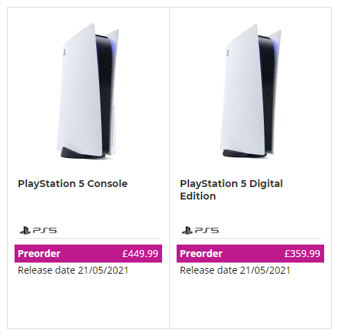 PS5StockAlertUK's tweet photo. News: GAME have pulled their release date to 21st May, indicating an imminent restock of their 8K consoles, either Wednesday or Thursday. We believe Wednesday would be more likely for this drop, expected around 9am. Seems to be no bundles, consoles only.

#PS5 #PS5UK #PS5Restock https://t.co/dhRFy8LdJP