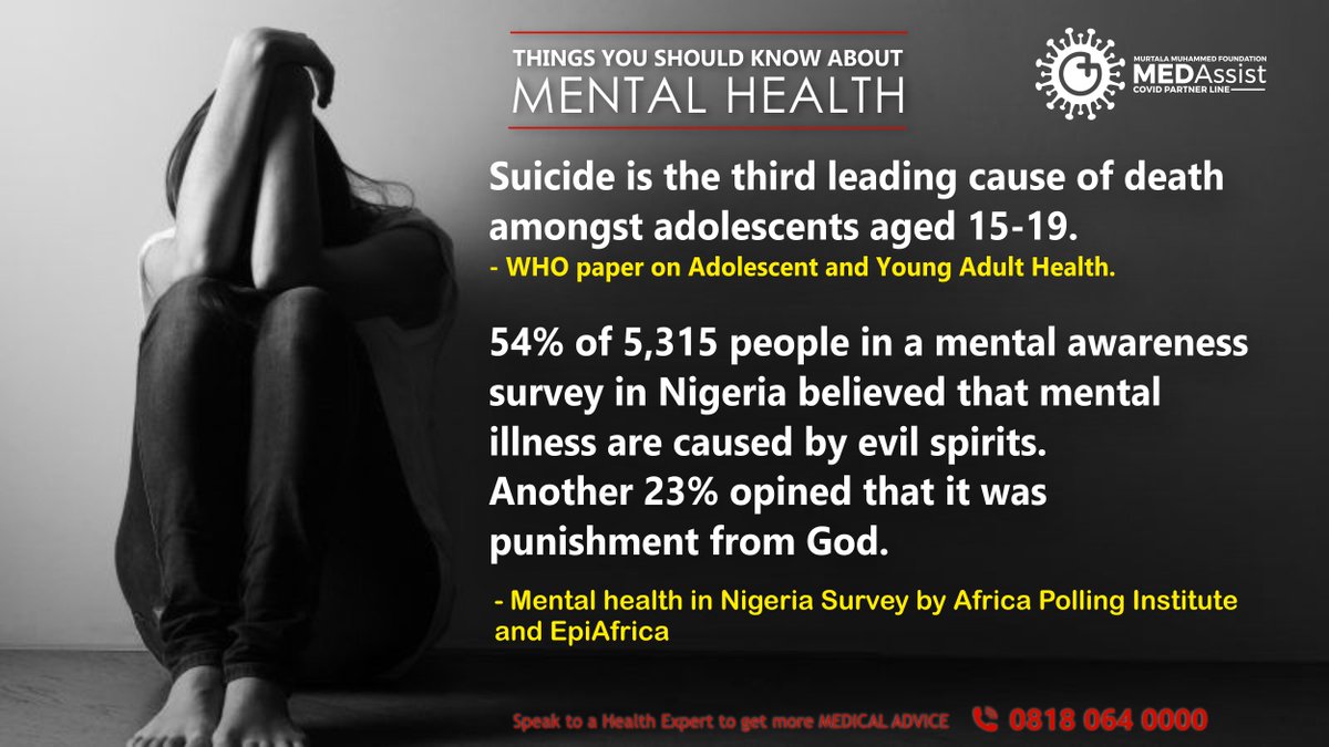 MEDAssistNG's tweet photo. #mentalhealth is crucial to overall well-being of individuals and societies

Pay attention to your #mentalhealth to improve your overall health

Call the #medassist helpline on 0818 0640 000 to speak to a doctor for free in any language of your choice.

 #MentalHealthAwareness https://t.co/7mtwQZtMEr