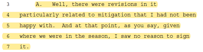 By late October, Taggart's future was clearly in jeopardy (he was fired a few days after signing the proposed deal). Here's what AD David Coburn said in his deposition: