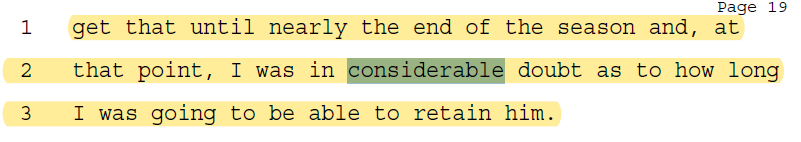 By late October, Taggart's future was clearly in jeopardy (he was fired a few days after signing the proposed deal). Here's what AD David Coburn said in his deposition: