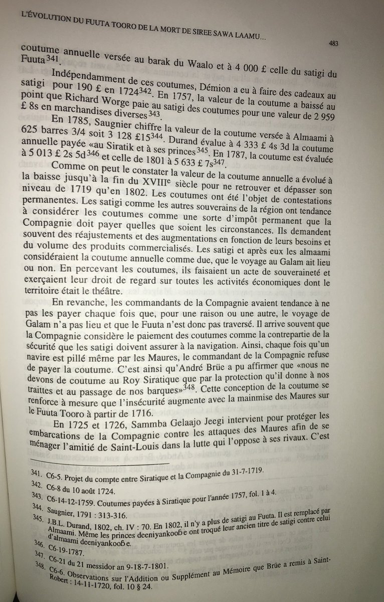 fuutaanke19's tweet image. Relations entre les Européens 🇫🇷🇬🇧 et les États riverains du Sénégal 🇸🇳🇲🇷 🇲🇱 #Waalo #Fuuta #Trarza #Gajaaga :système des tributs et des coutumes. 

"À tous ces rois de princes, « fault payer gros tributs ou coutumes pour nous laisser traiter et vivre en leur pays »"