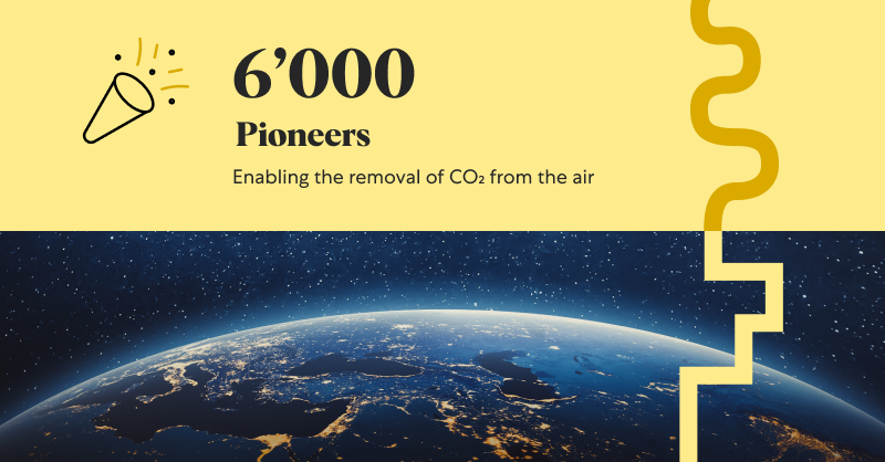 Climeworks's tweet photo. We've just hit the 6K #Pioneers mark! April was our most successful month to date and this was in large part due to our #EarthDay challenge which saw many of you take real and measurable #ClimateAction to #RestoreOurEarth and #RemoveCO2. Thank you to every single one of you! https://t.co/UrWTJEZIYN