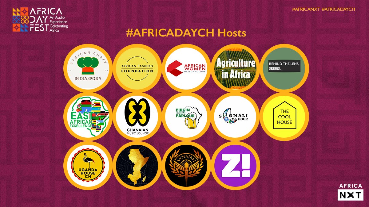 africa_nxt's tweet photo. Here are a few of the hosts for #AFRICADAYCH, they have curated an amazing line up for programming for the day. Be sure to join us on @clubhouse on May 25th. Check out the full schedule here: https://t.co/5Xrg7n5YSp #AfricaDay #AfricanUnion #PanAfrican #Africa #clubhouse https://t.co/2EqJcXjg2M