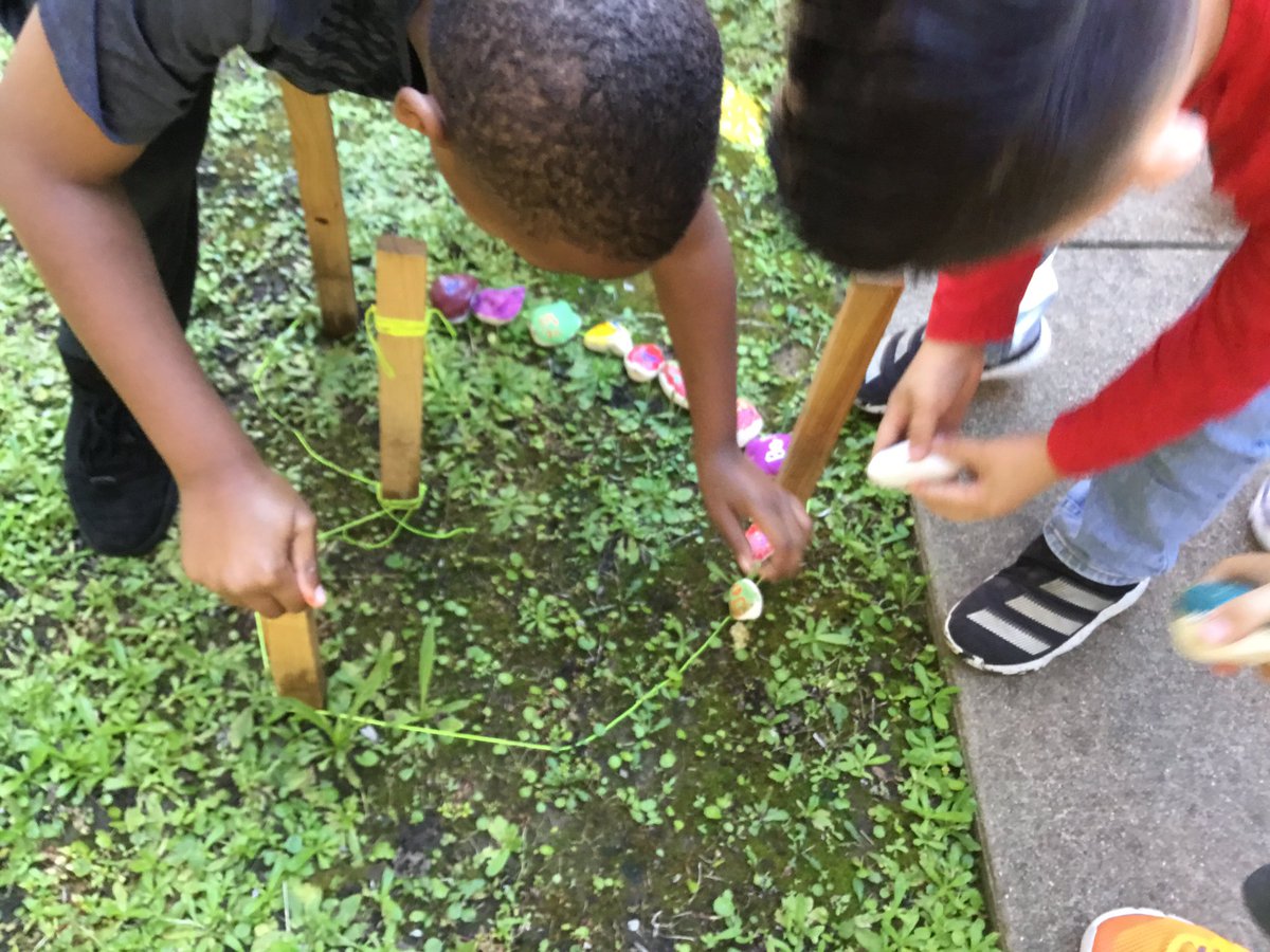 gesmakerspace's tweet image. Second graders adding kind phrases to their rocks and placing them in a heart shape in their Service Garden in hopes of lifting spirits of those who visit their Kindness Rock Garden.