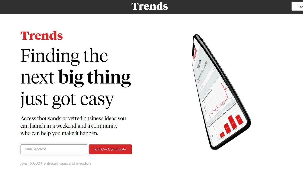 Example 4: TrendsI don't even have to write anything because their headline is already perfect(Great example of a good landing page)