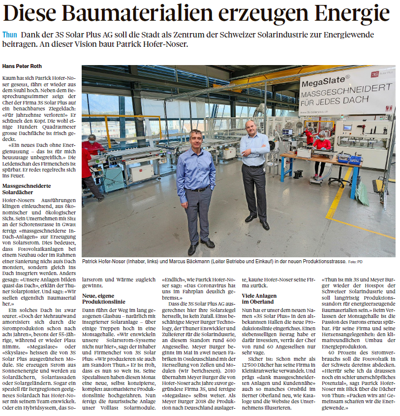 3ssolarswiss's tweet photo. Erfreut über den #3SSolarPlus Bericht von der lokalen Presse hier aus Thun. Damit nicht nur das Berner Oberland über uns liest, teilen wir den Inhalt gerne mit dem ganzen Internet. Also auch mit Twitter. Und dir! https://t.co/281budM6BA