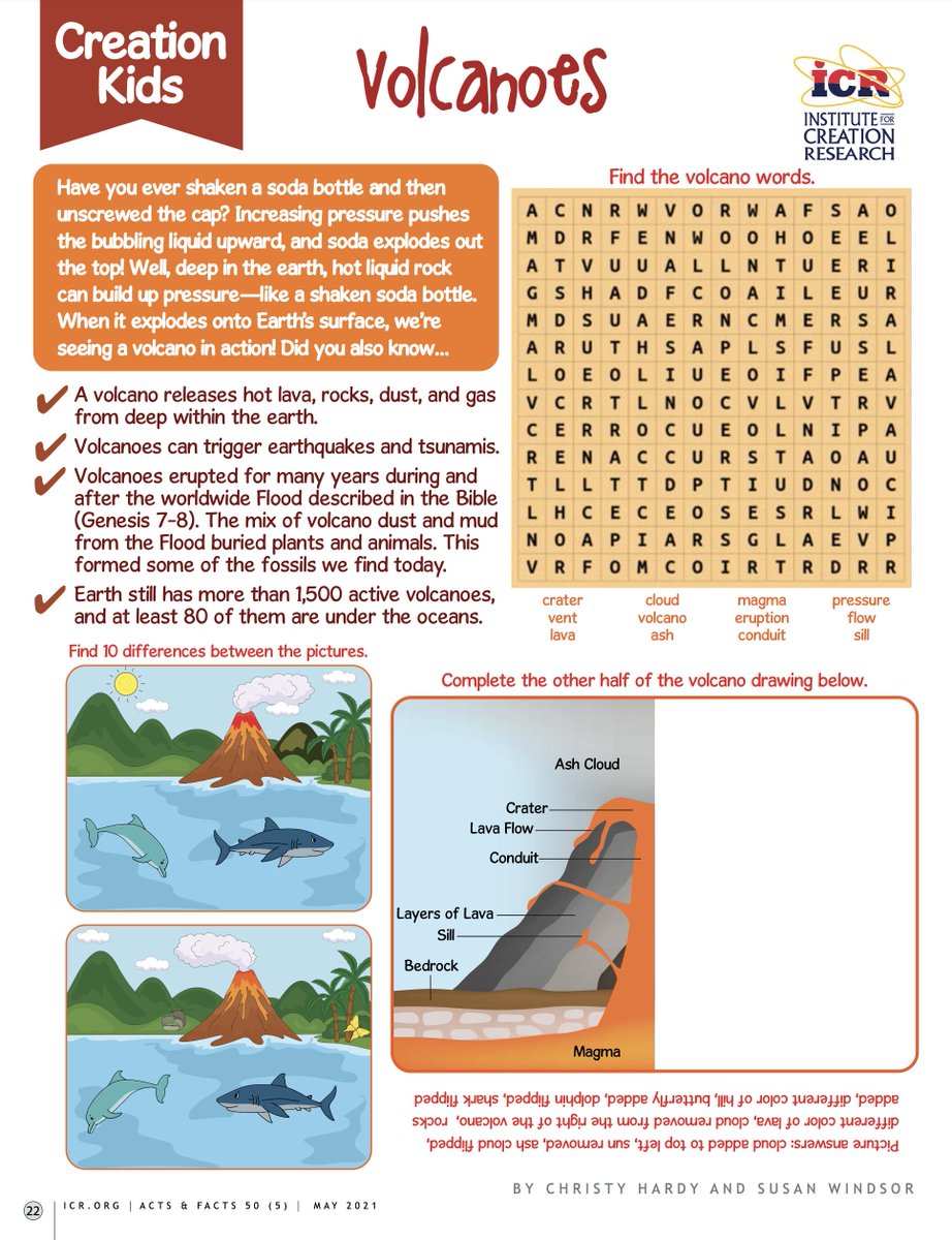 ICRdiscovery's tweet photo. 🌋 #CREATIONKIDS: VOLCANOES

Deep in the earth, hot liquid rock can build up pressure—like a shaken soda bottle. When it explodes onto Earth's surface, we're seeing a volcano in action!

Download our FREE #printable here: https://t.co/aF1cBNYOEL

@ICRscience https://t.co/Pu67XfZ2SN