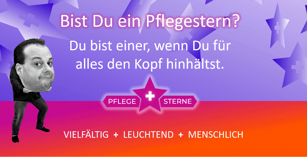 Du bist ein Pflegestern, wenn Du für alles den Kopf hinhältst – denn Pflegesterne tragen viel Verantwortung. Und bei all der Kopfarbeit wird das Herz nicht vergessen. #VielfältigLeuchtendMenschlich #tagderpflege #pflegesterne