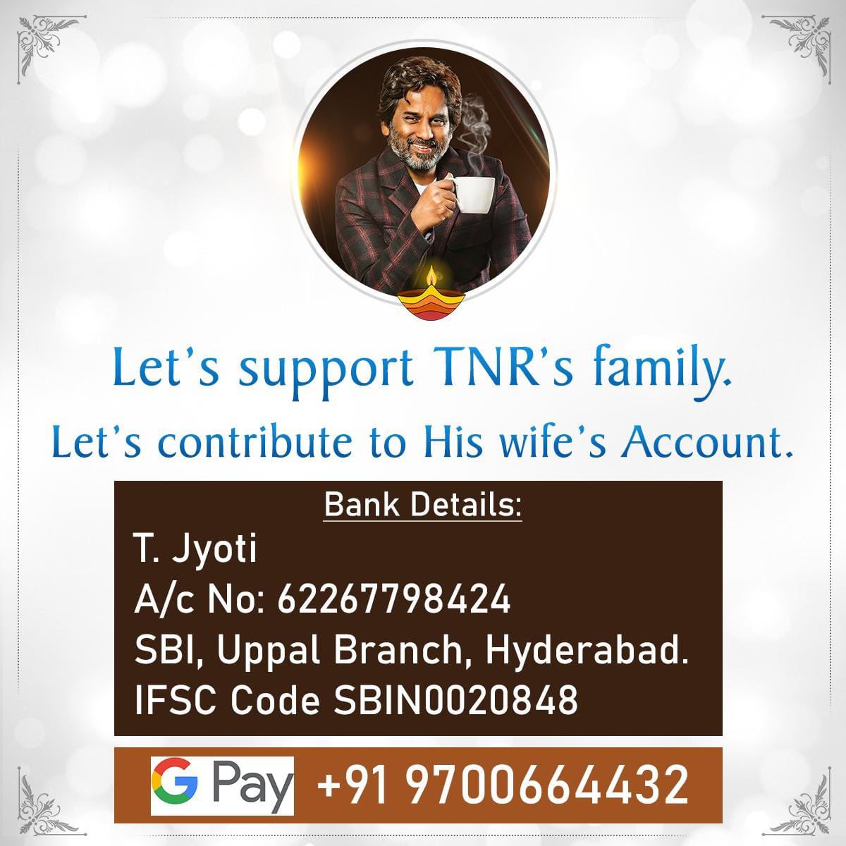 _GTweets_'s tweet photo. Please help #TNR’s family if you like
One & only best interviewer in Telugu with 0 controversies
Biggest loss for TFI
Missed him so much and his interviews
#RIPTNR #StayHomeStaySafe #Covid19IndiaHelp https://t.co/snJYUHRt7W