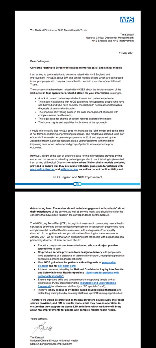 ⁦<a href="/StopSIMMH/">StopSIM</a>⁩ Here is my letter to Medical directors as promised.