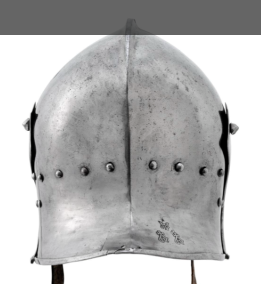 Another brilliant moment is blacksmith Kate placing the Nike logo on William's armour. This too was a common practice in the Middle Ages, as seen on the back of this helmet.