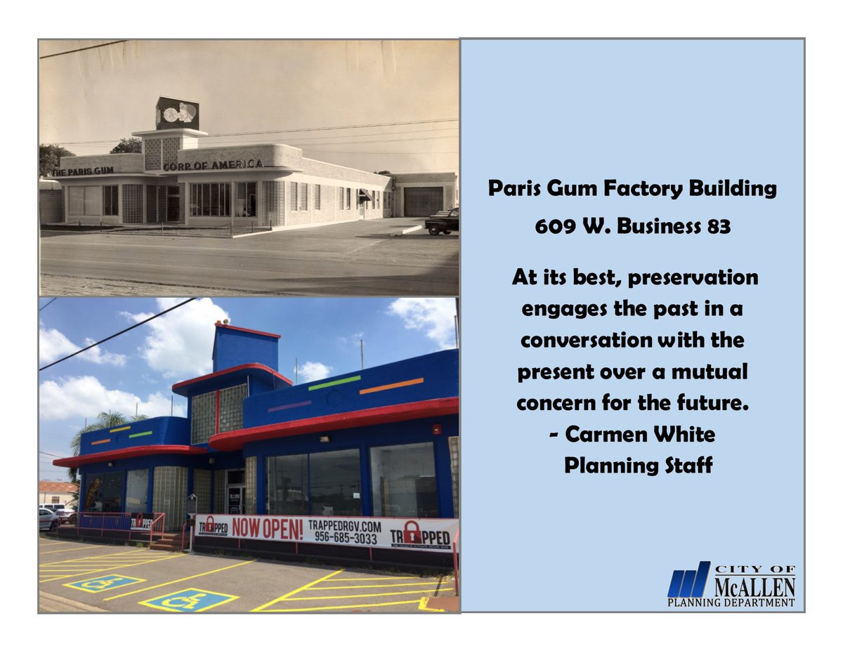 May is National Historic Preservation Month. Take a look at Paris Gum Factory Building, a Historic Landmark in the City of McAllen 
#thisplacematters #mcallentx #mcallenheritage #thisplacemattersmcallen