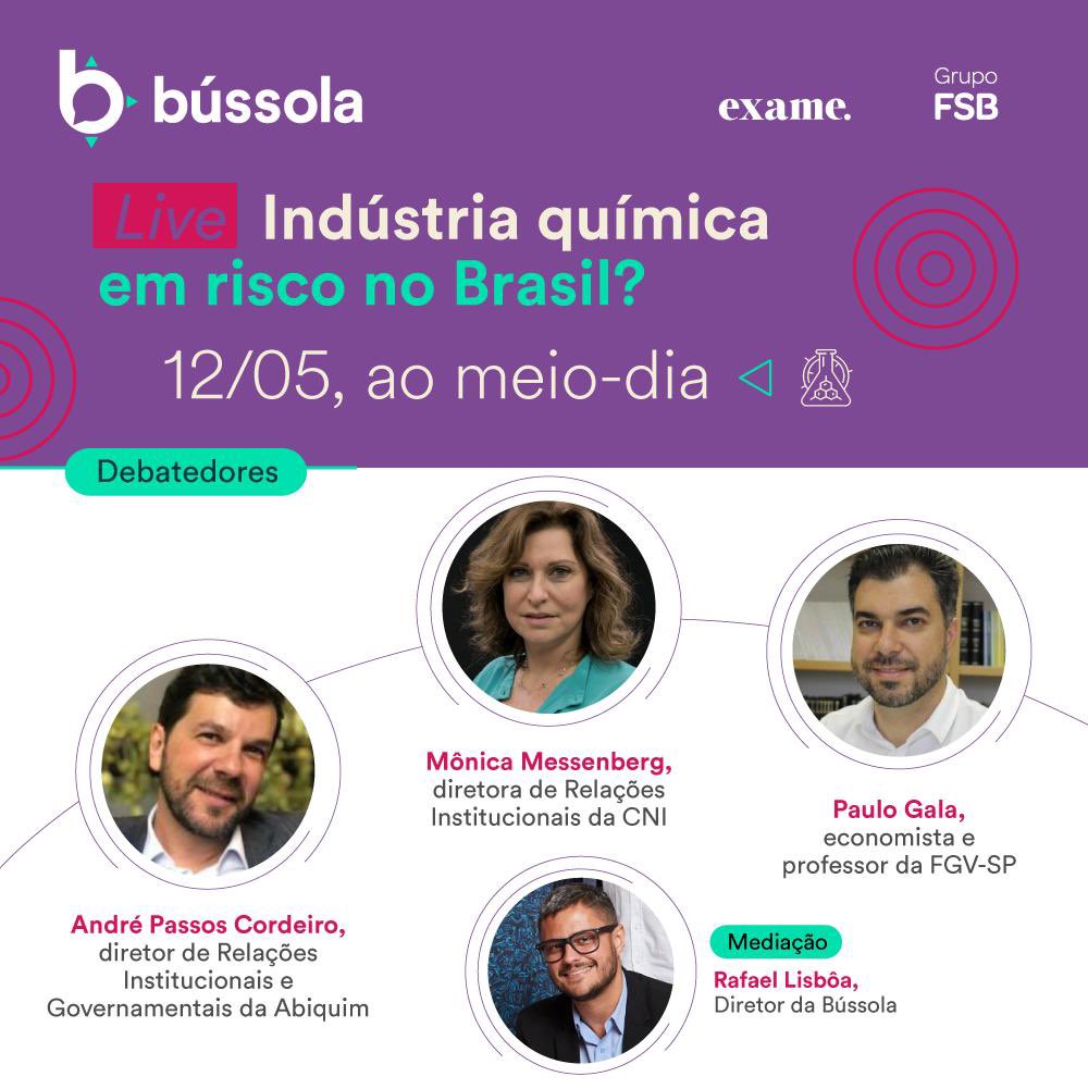 AbiquimOficial's tweet photo. É amanhã, ao meio-dia! *Bússola LIVE*- Indústria química em risco no Brasil? Acompanhe em https://t.co/83pieErtVr https://t.co/BCsAZIKuJq