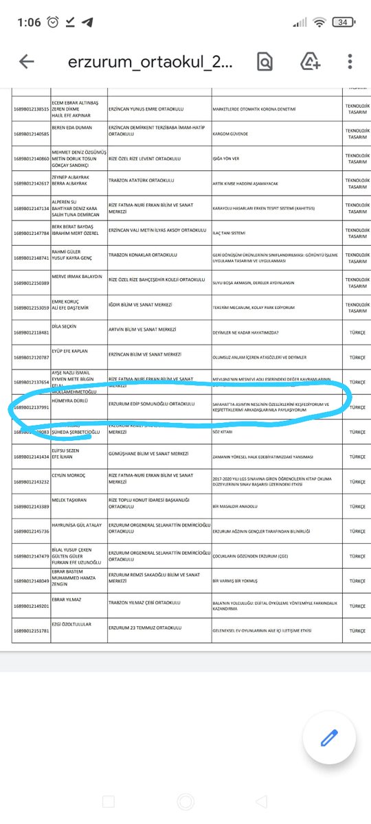 🇹🇷Okulumuz TUBİTAK 2204 Ortaokul Öğrencileri Araştırma Projeleri Yarışmasında öğretmen ve öğrencimizin hazırladığı 1 proje, ön elemeyi geçerek bölge finaline katılmaya hak kazandı.