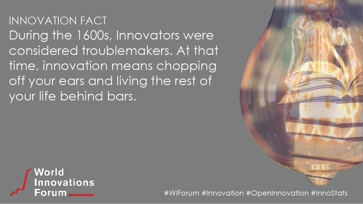 WIForumORG's tweet photo. Innovation Fact #112 - During the 1600s, Innovators were considered troublemakers. At that time, #innovation means chopping off your ears and living the rest of your life behind bars. Thankfully, times have changed, let's embrace innovation! #WIForum #InnoStats https://t.co/8TSHam4Wq9