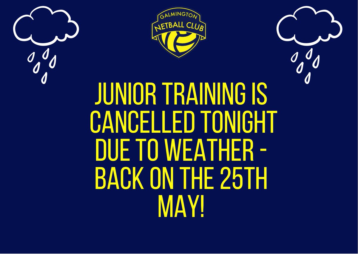 ‼️Junior Training Cancelled‼️
