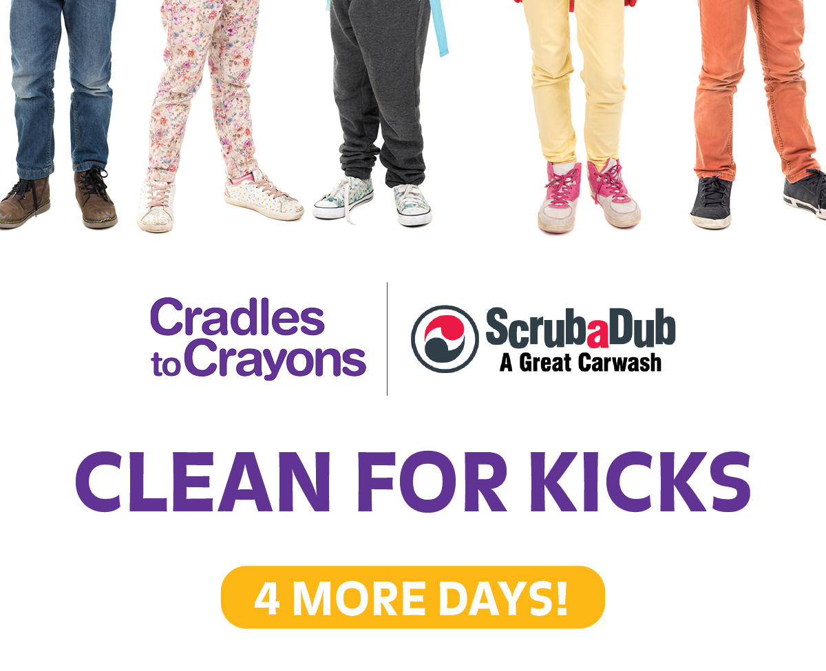 c2cboston's tweet photo. FOUR more days to help children in need receive quality shoes with #CleanforKicks! Donate new & gently used shoes or make a $5 in-person donation at @ScrubaDubCarWsh to receive a free UltraShine. OR make a $10 online donation to receive a free car wash: https://t.co/CNBLNSjPEu.👟 https://t.co/9GrBl2YB5M