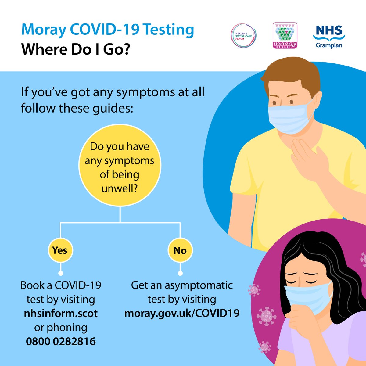 #ProtectMoray 

#Moray COVID-19 Testing: Where do I go?

<a href="/HSCMoray/">HSCMoray</a> <a href="/MorayCouncil/">Moray Council</a>