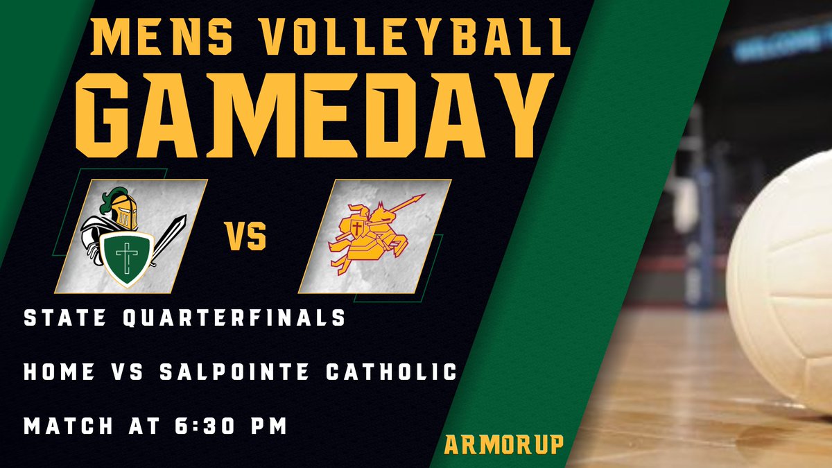 STATE QUARTERFINALS! Our <a href="/GCHS_MensVball/">GCHS_MensVball</a> team hosts Salpointe Catholic! Go Knights! #ArmorUp