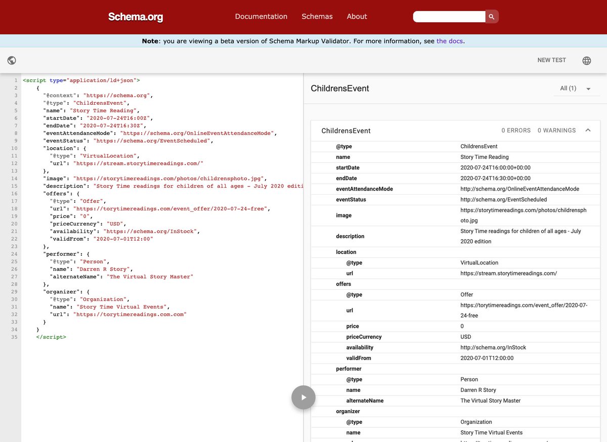 danbri's tweet image. Announcing preview availability of validator.schema.org - Schema Markup Validator

blog.schema.org/2021/05/announ…

Guest post from @rrlevering 

#schemasmv