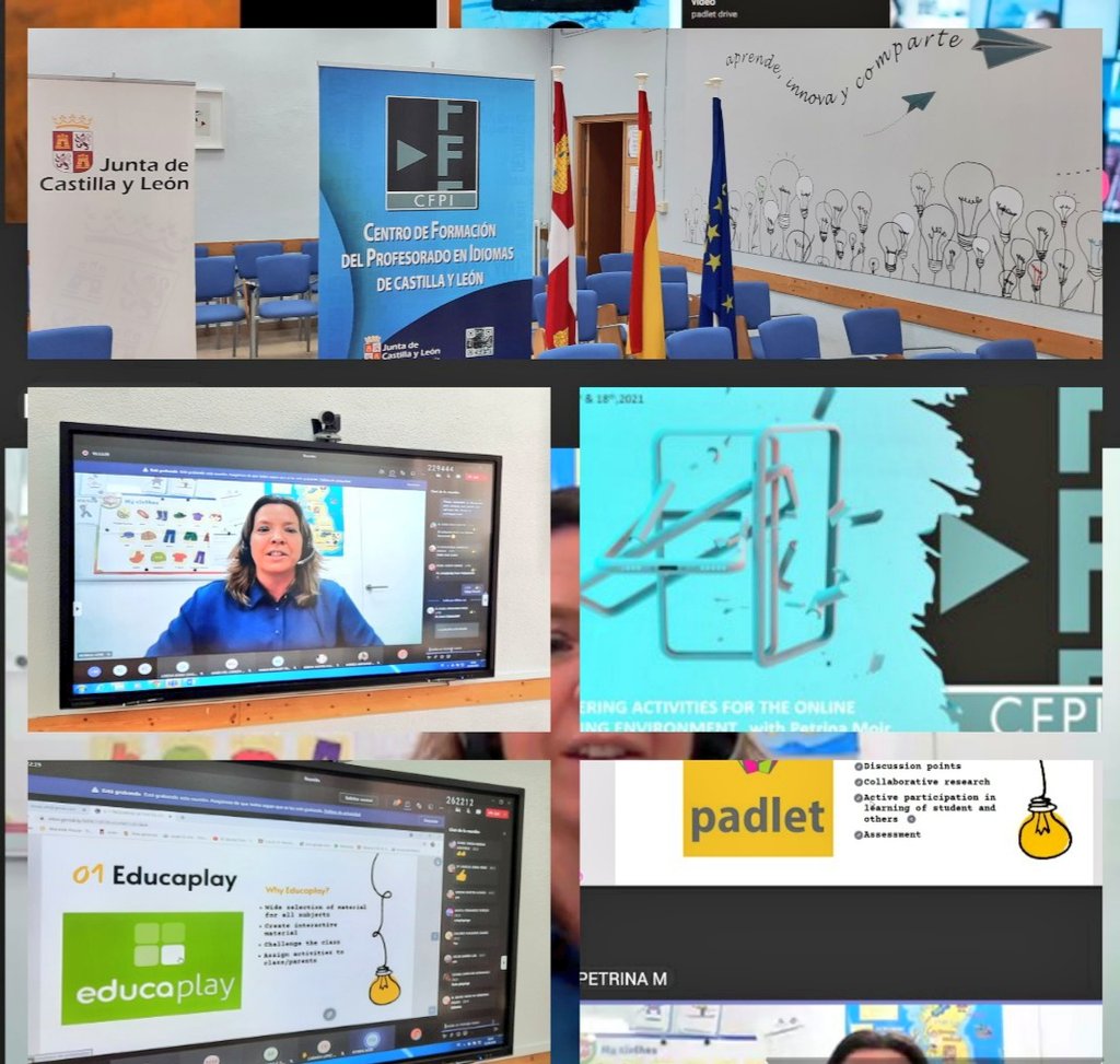 CFPIdiomas's tweet photo. Now we are enjoying the didactic use of online resources in our course: 

🗽TRIGGERING ACTIVITIES FOR THE ONLINE📲🖥 LEARNING ENVIRONMENT 

167 @educacyl
Primary, Secondary and EOI teachers learning with us today! 

 #internacionalizaCyL #innovaCyL https://t.co/7TV9w8wf9B